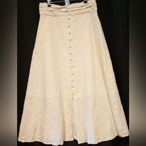 Cream Maxi A-Line Skirt with Smocked Detail